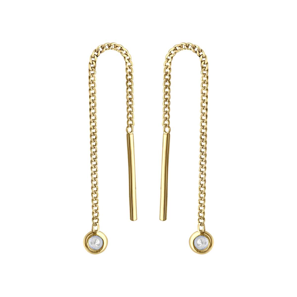 Feine Durchzieh-Ohrringe 333/- Gelbgold Zirkonia