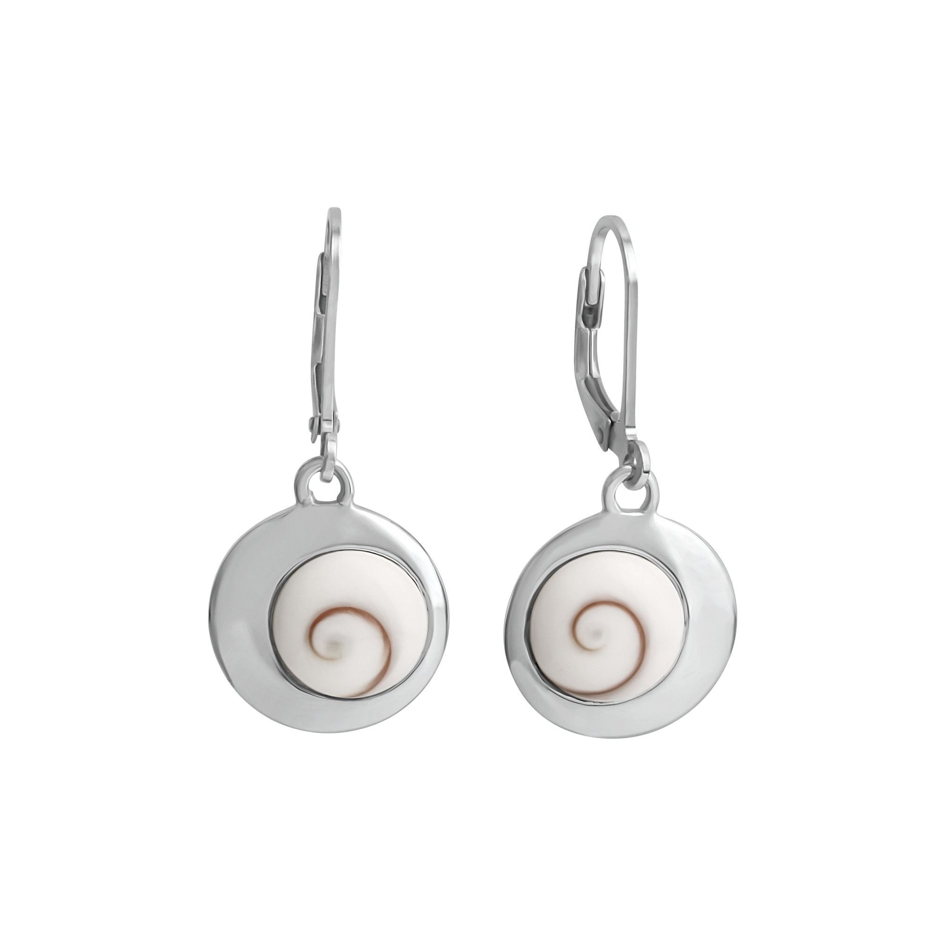 Ohrhänger 925/- Sterling Silber rhodiniert mit Muschel weiß