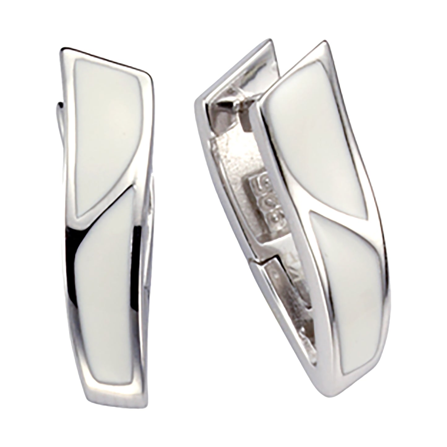 Klappcreolen 925/- Sterling Silber Lack weiß