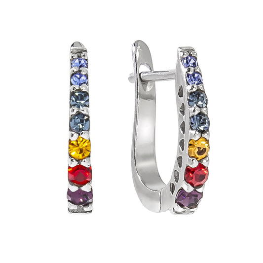Klappcreolen 925/- Sterling Silber rhodiniert Kristall bunt