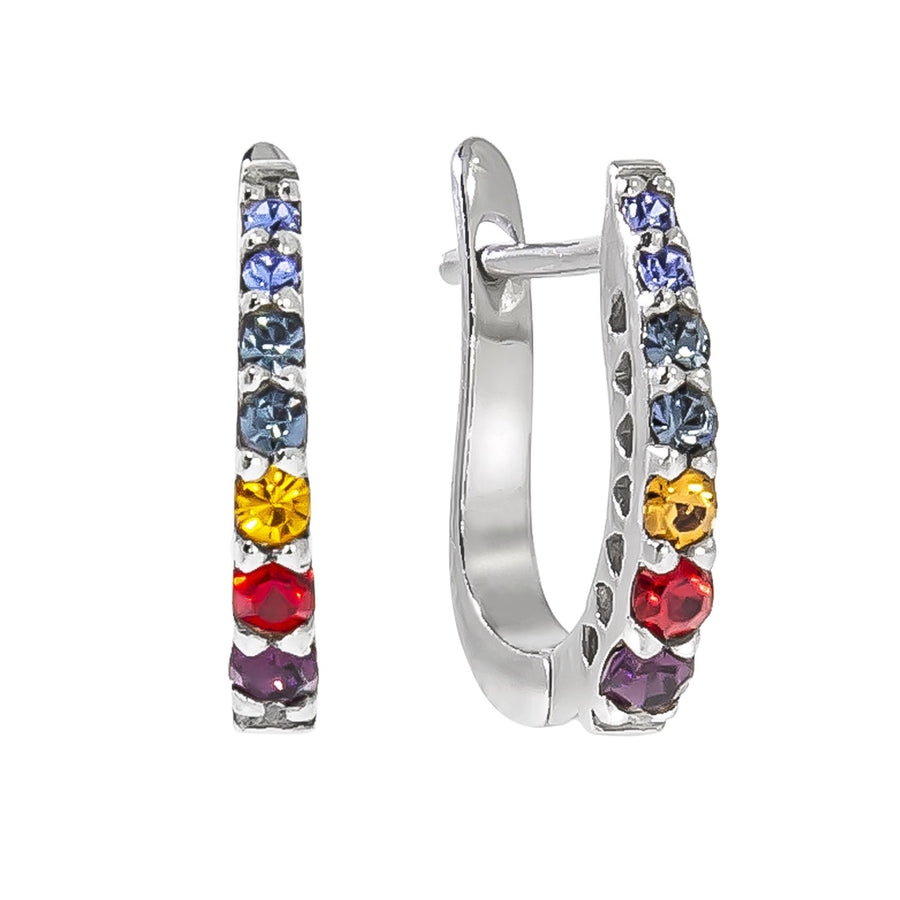 Klappcreolen 925/- Sterling Silber rhodiniert Kristall bunt