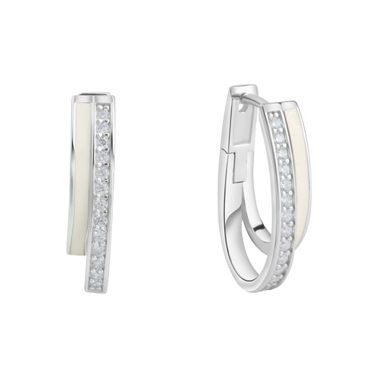 Klappcreolen 925/- Sterling Silber Zirkonia