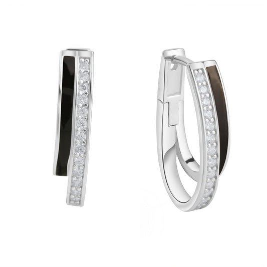 Klappcreolen 925/- Sterling Silber Zirkonia Lack
