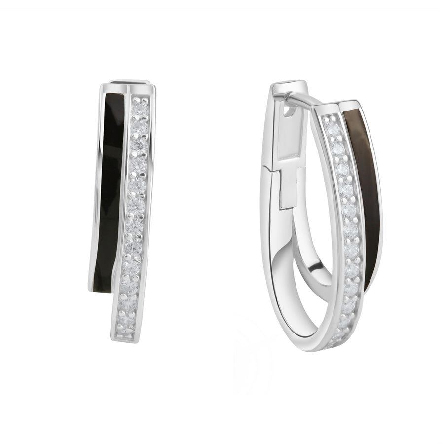 Klappcreolen 925/- Sterling Silber Zirkonia Lack