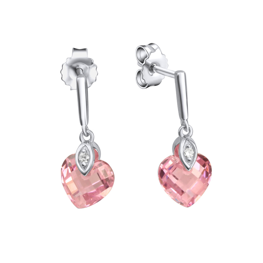 Ohrringe 925 Sterling Silber Zirkonia Herz pink