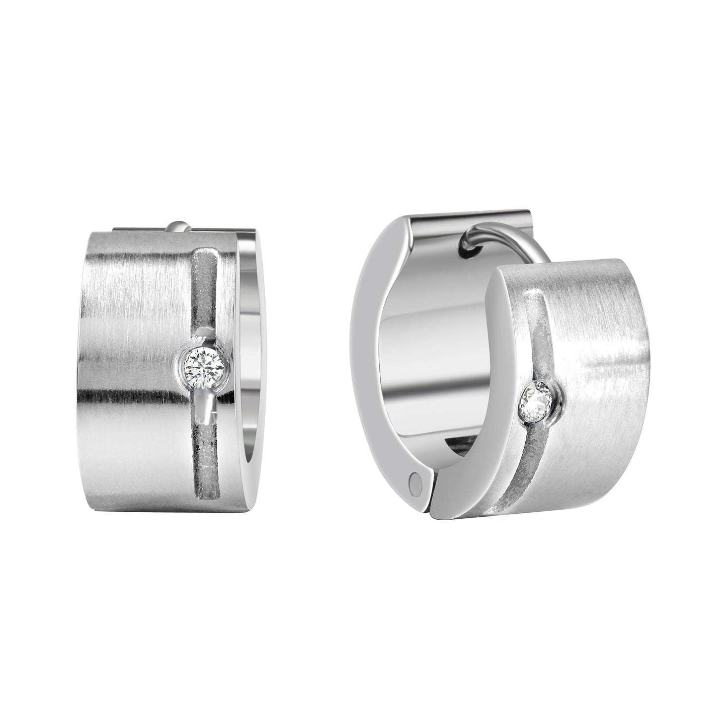 Ohrringe Edelstahl mit weißem Zirkonia 13mm Durchmesser