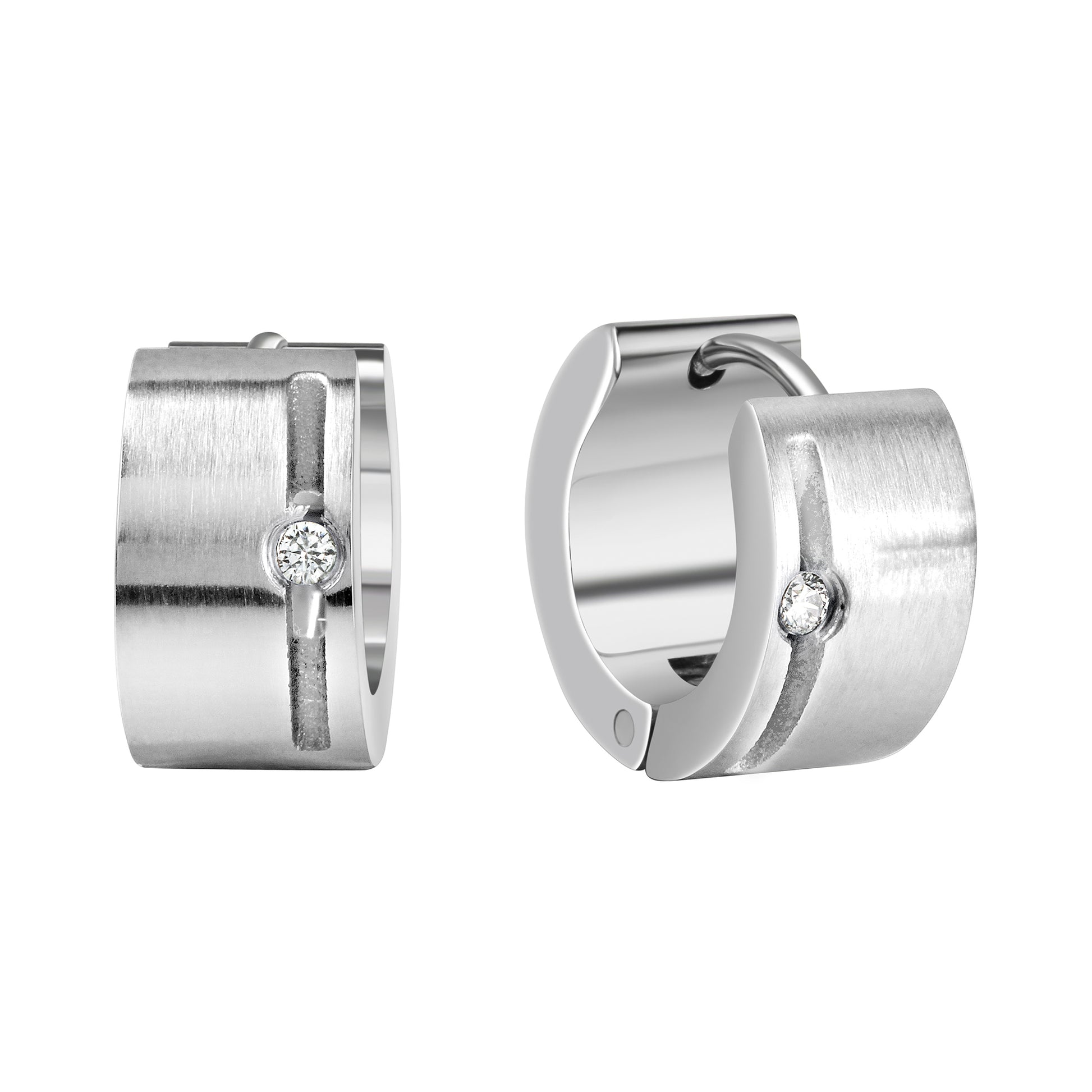 Ohrringe Edelstahl mit weißem Zirkonia 13mm Durchmesser