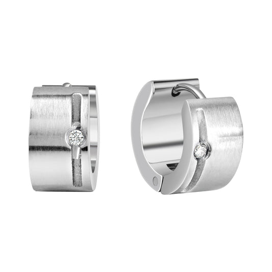 Ohrringe Edelstahl mit weißem Zirkonia 13mm Durchmesser