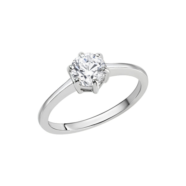Stella Solitärring aus 925 Silber rhodiniert mit Zirkonia