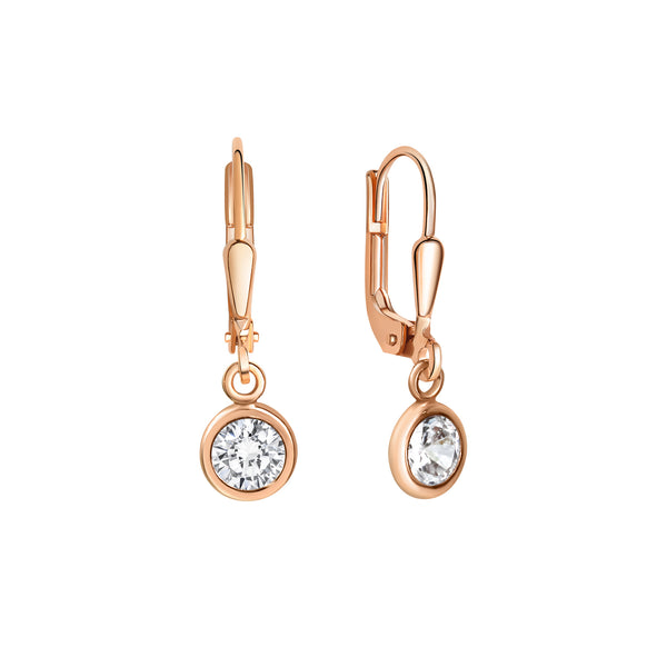 Ohrringe Silber 925 rosé-vergoldet mit Zirkonia weiß 25mm lang