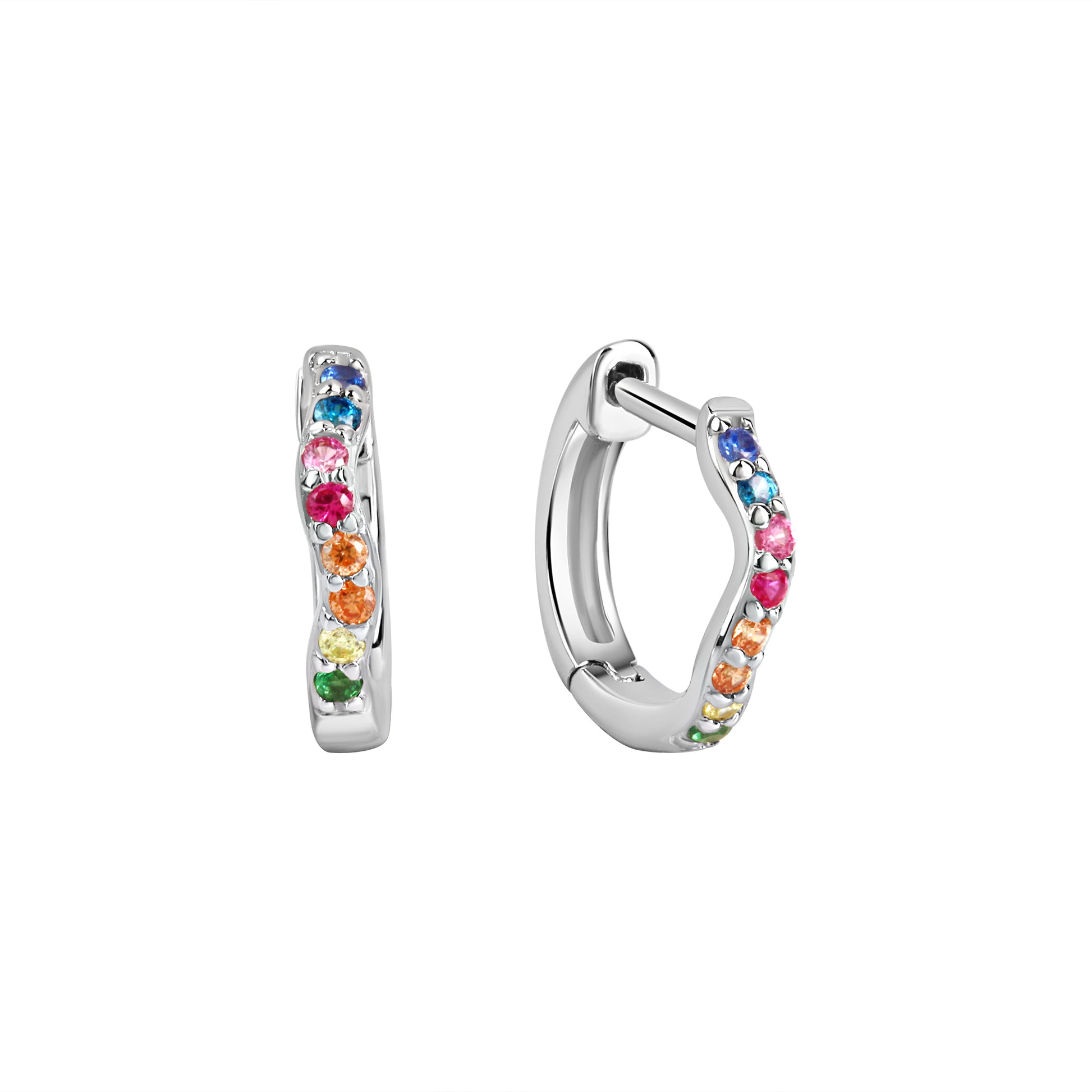 Creolen 925 Sterling Silber rhodiniert bunte Zirkonia