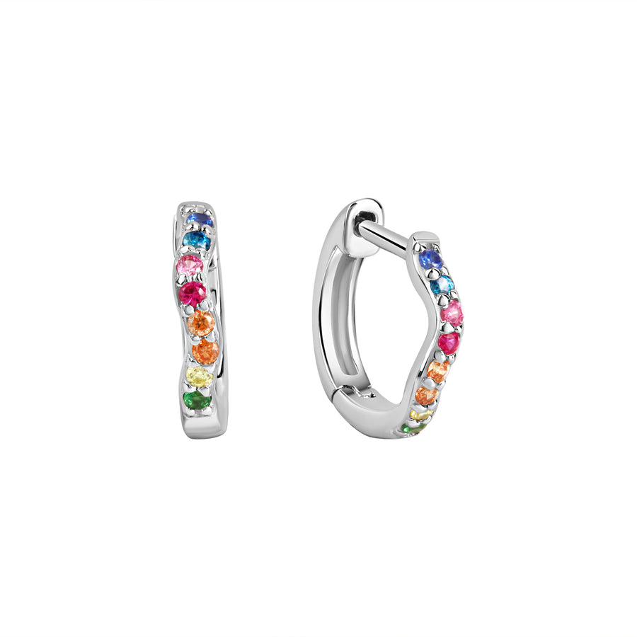 Creolen 925 Sterling Silber rhodiniert bunte Zirkonia
