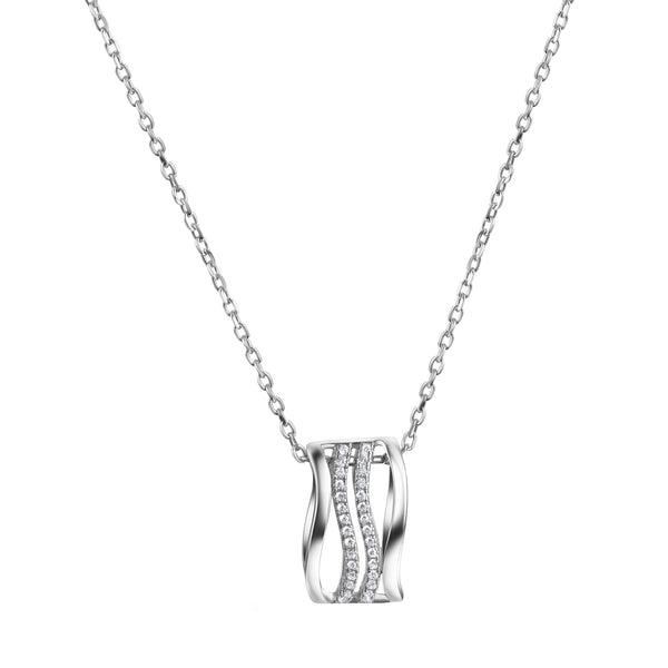 Anhänger mit Kette 925 Sterling Silber rhodiniert 30 Zirkonia