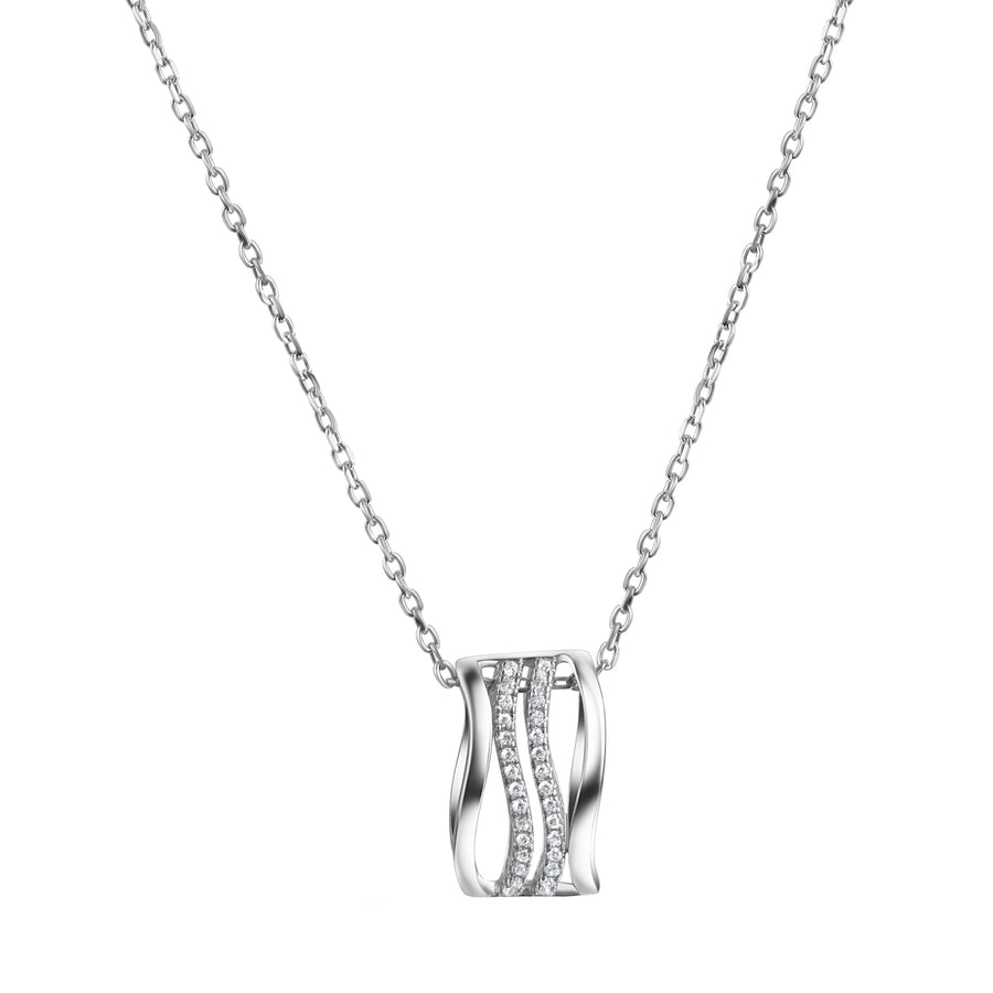 Anhänger mit Kette 925 Sterling Silber rhodiniert 30 Zirkonia