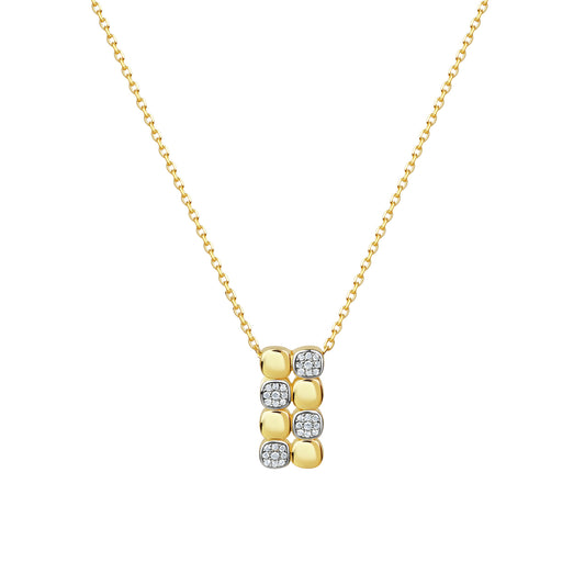 Anhänger mit Kette 925 Sterling Silber vergoldet und rhodiniert Zirkonia
