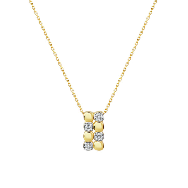 Anhänger mit Kette 925 Sterling Silber vergoldet und rhodiniert Zirkonia