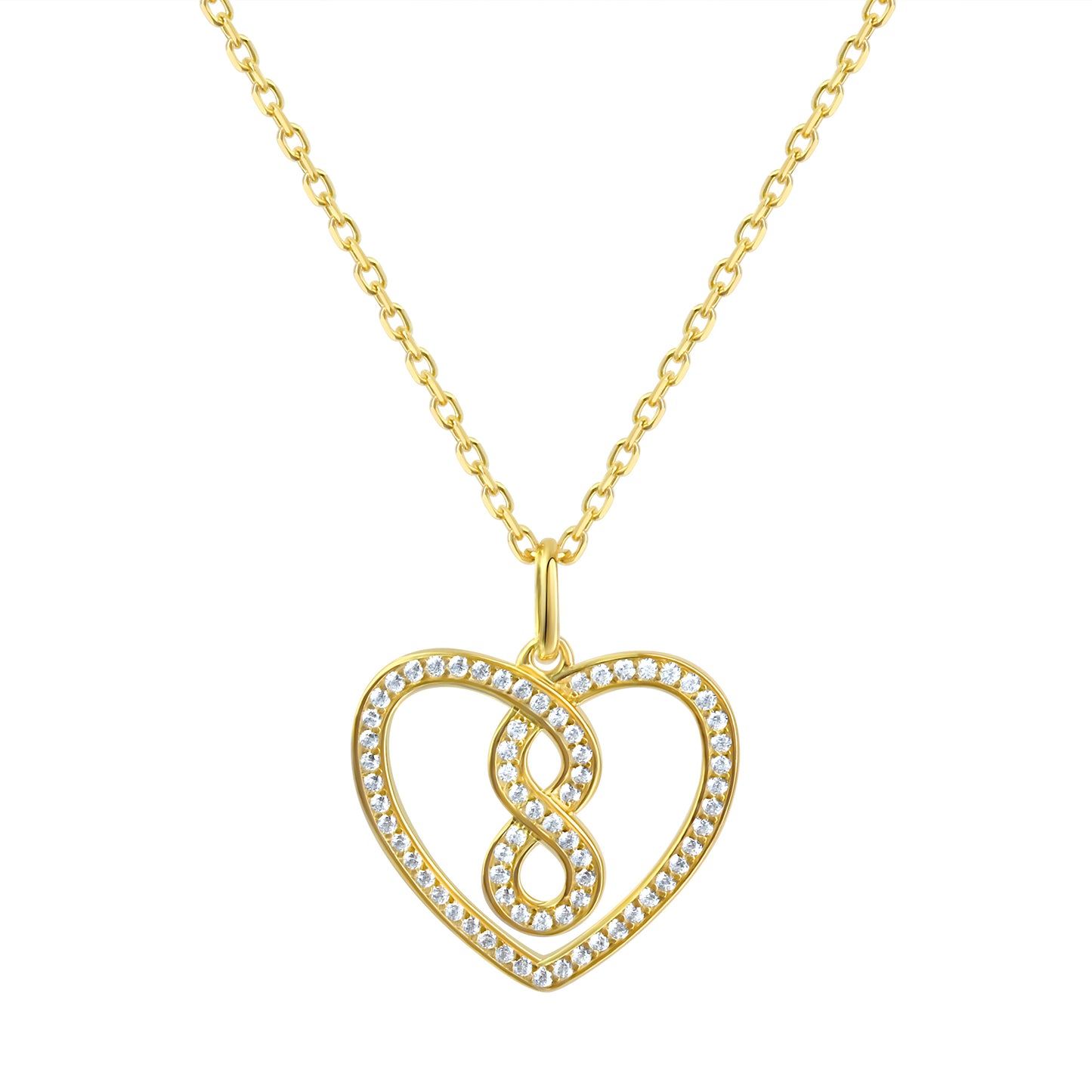 Anhänger mit Kette 925 Sterling Silber vergoldet Herz Zirkonia