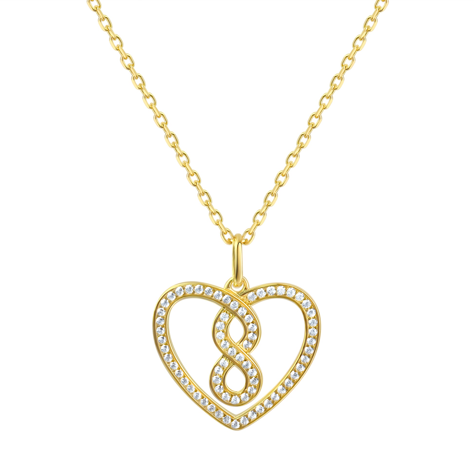 Anhänger mit Kette 925 Sterling Silber vergoldet Herz Zirkonia