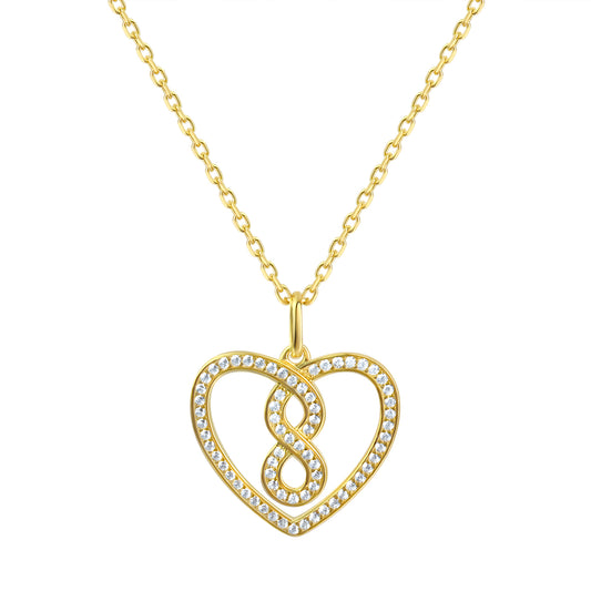 Anhänger mit Kette 925 Sterling Silber vergoldet Herz Zirkonia