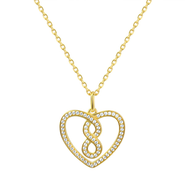 Anhänger mit Kette 925 Sterling Silber vergoldet Herz Zirkonia
