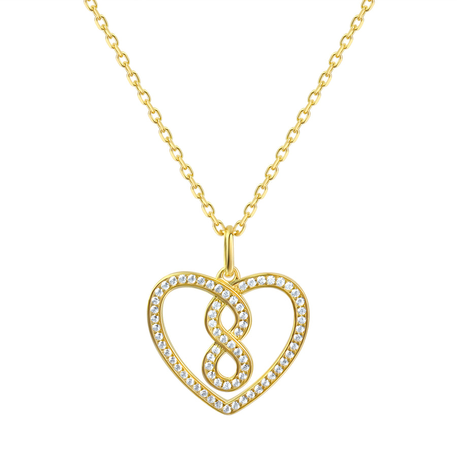 Anhänger mit Kette 925 Sterling Silber vergoldet Herz Zirkonia