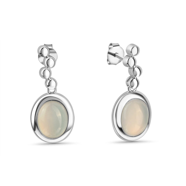 Ohrstecker 925 Sterling Silber rhodiniert Katzenauge hellblau
