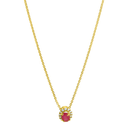 Collier 333/- Gelbgold glanz Rubin/Zirkonia