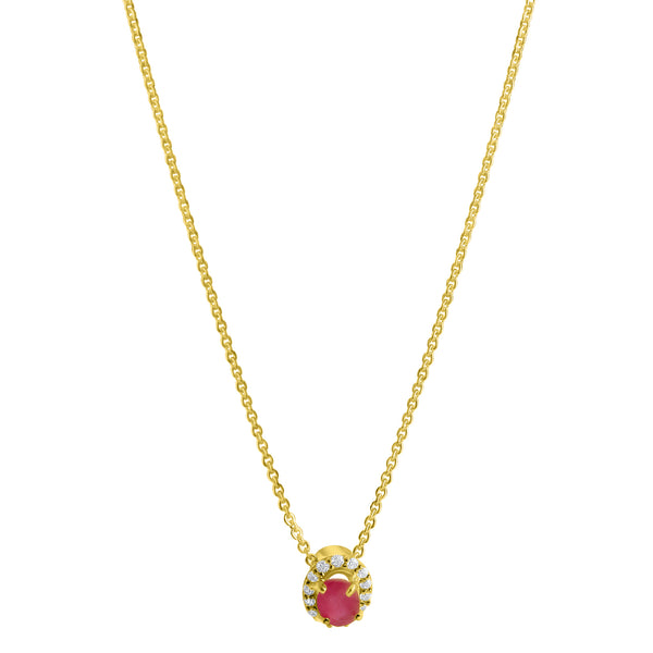 Collier 333/- Gelbgold glanz Rubin/Zirkonia