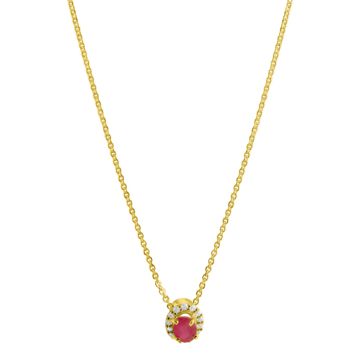 Collier 333/- Gelbgold glanz Rubin/Zirkonia