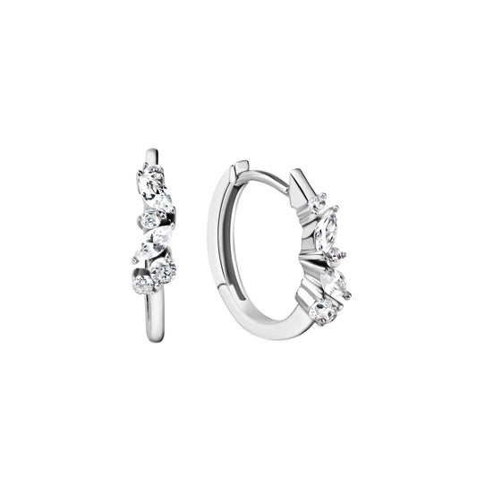 Creolen 375/- Weißgold glanz Zirkonia