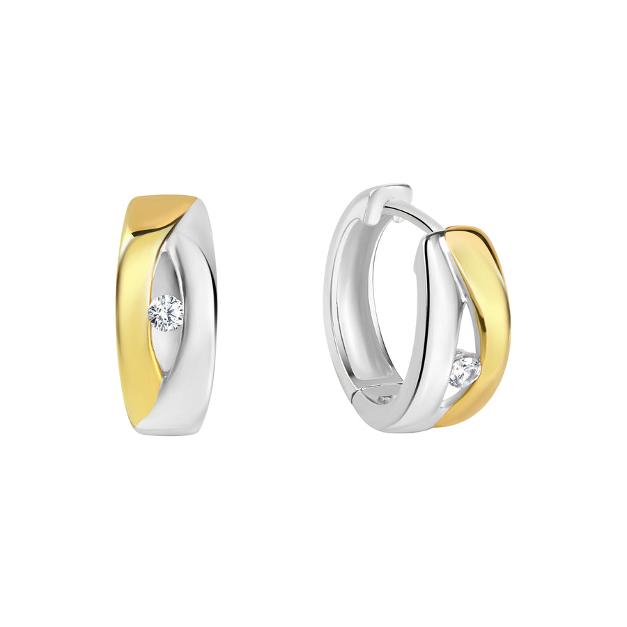 Creolen 925/- Sterling Silber rhodiniert/vergoldet Zirkonia