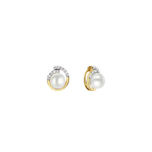 Anhänger 375/- Gelbgold bicolor Zirkonia Perle