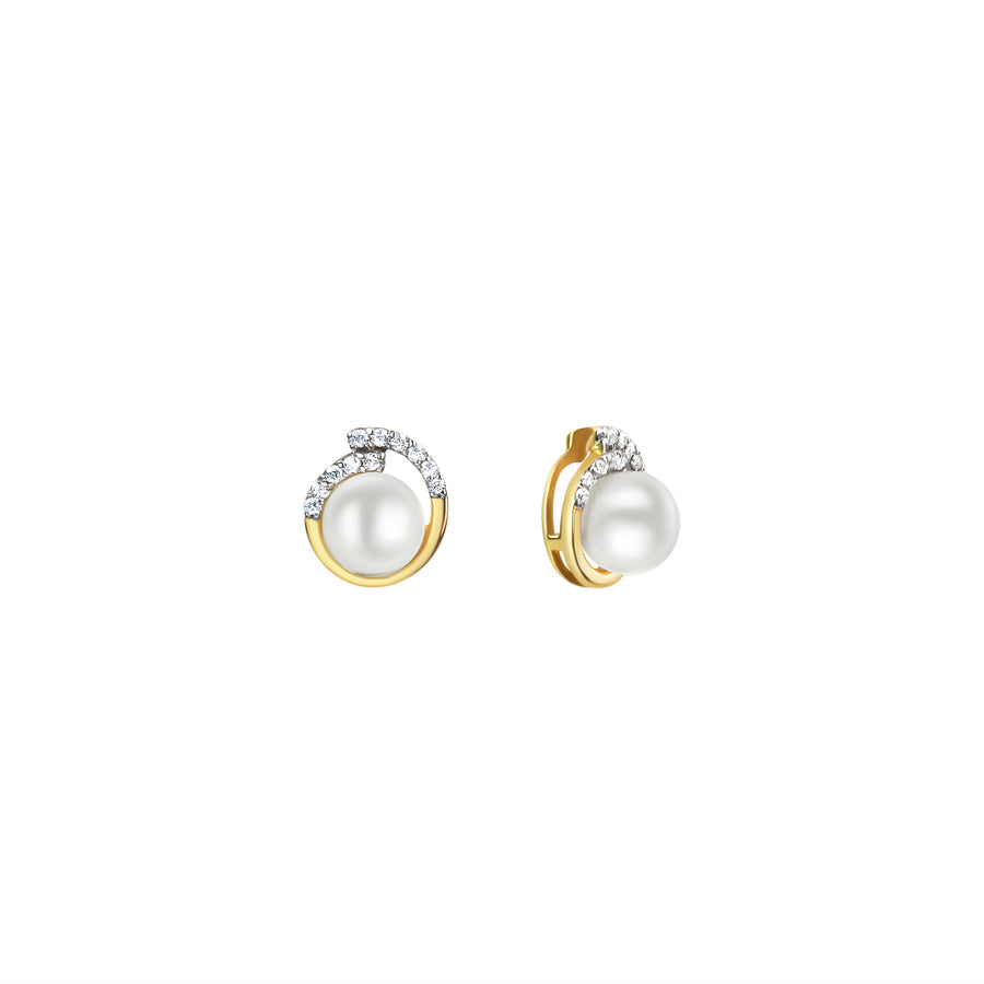 Anhänger 375/- Gelbgold bicolor Zirkonia Perle