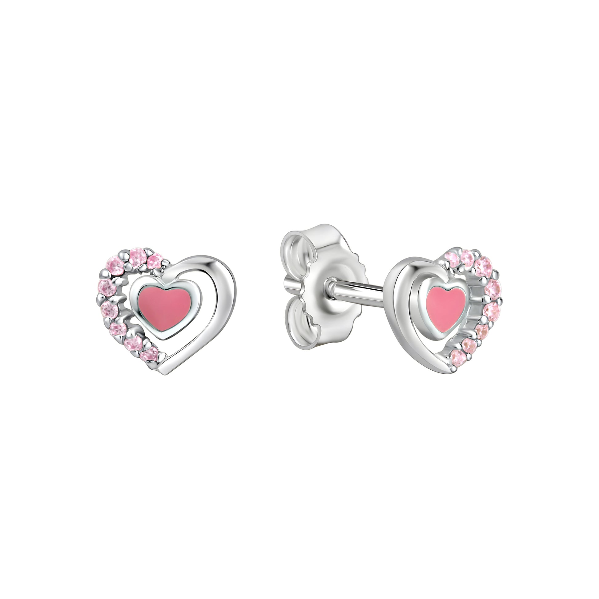 Ohrstecker 925/- Sterling Silber rhodiniert Herz Zirkonia