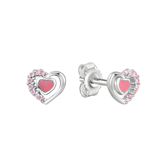 Ohrstecker 925/- Sterling Silber rhodiniert Herz Zirkonia