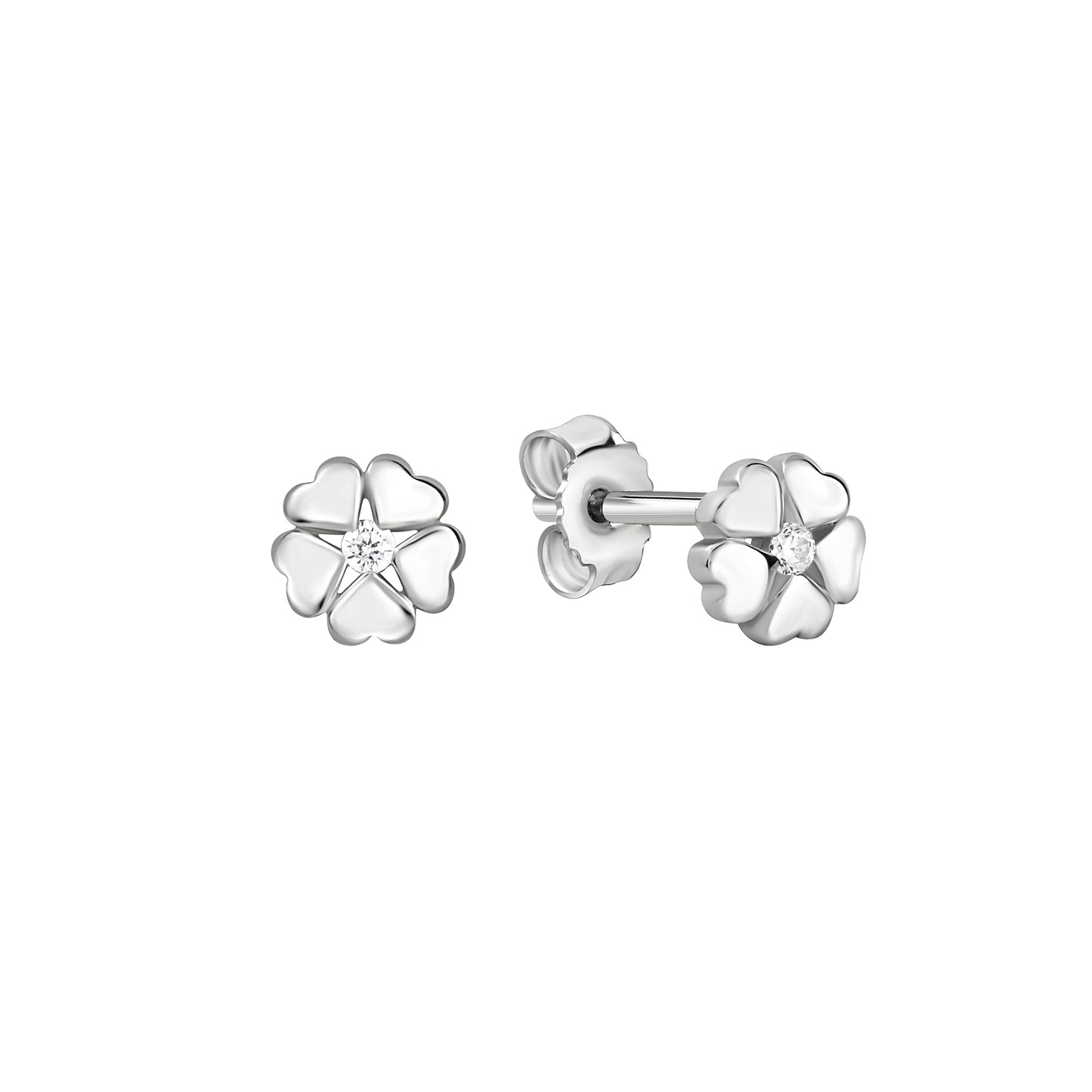 Ohrstecker 925/- Sterling Silber rhodiniert Herz glanz