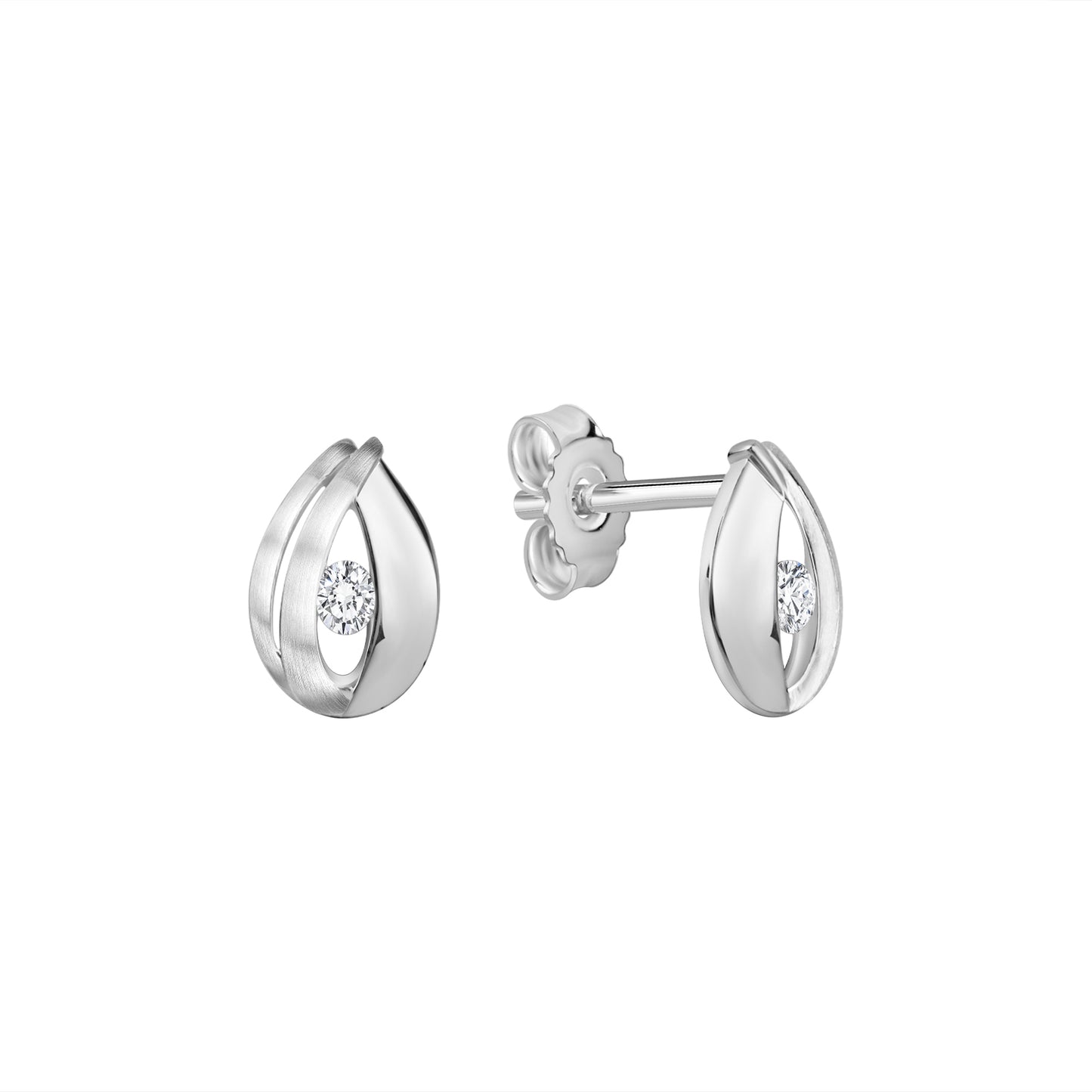 Ohrstecker 925/- Sterling Silber matt7glanz Zirkonia