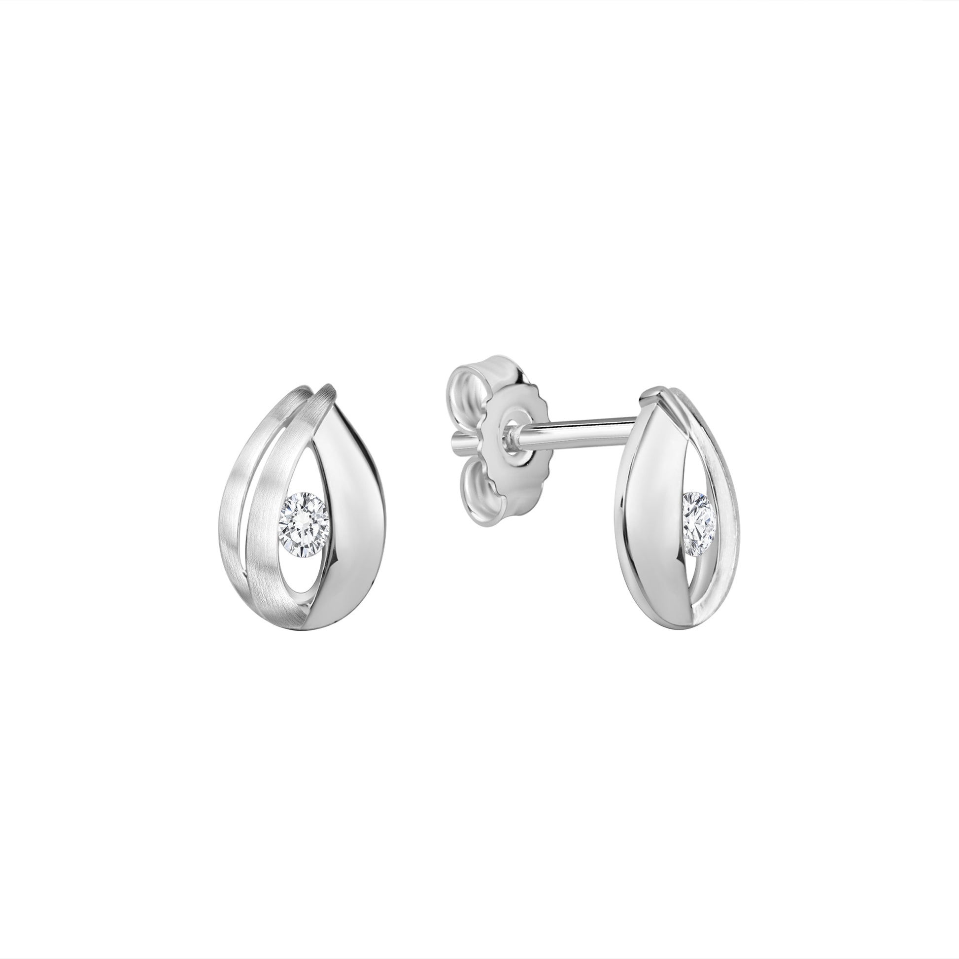 Ohrstecker 925/- Sterling Silber matt7glanz Zirkonia
