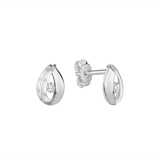 Ohrstecker 925/- Sterling Silber matt7glanz Zirkonia
