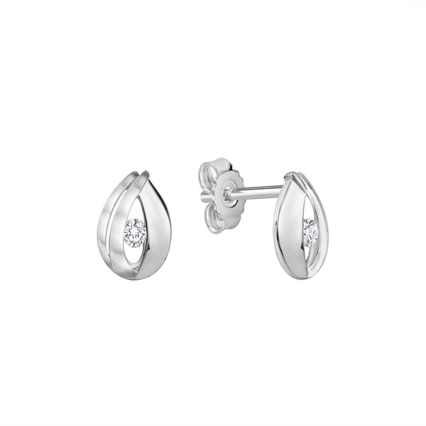 Ohrstecker 925/- Sterling Silber matt7glanz Zirkonia