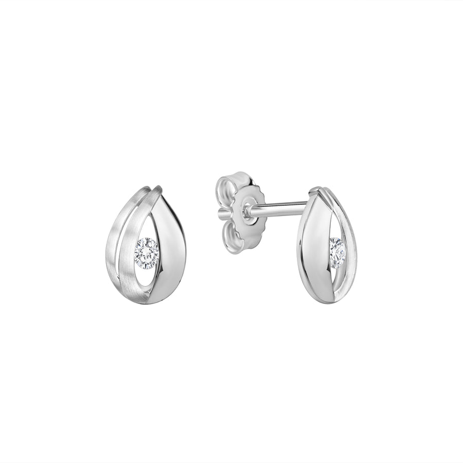 Ohrstecker 925/- Sterling Silber matt7glanz Zirkonia