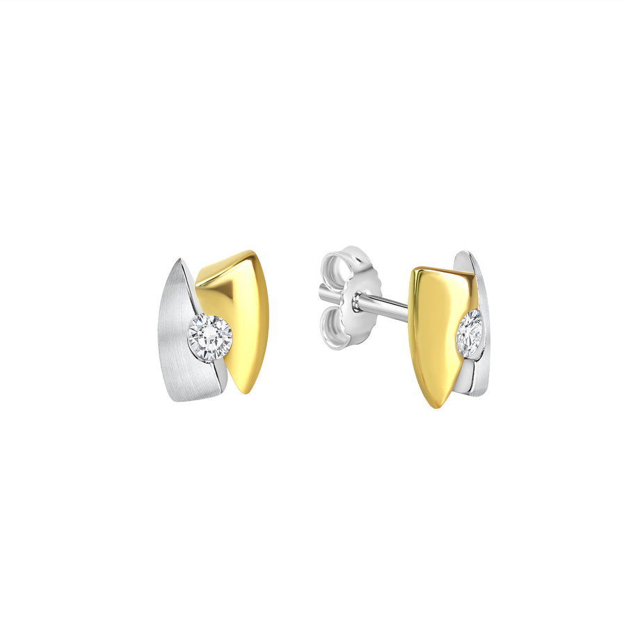 Ohrstecker 925/- Sterling Silber rhodiniert teils vergoldet Zirkonia
