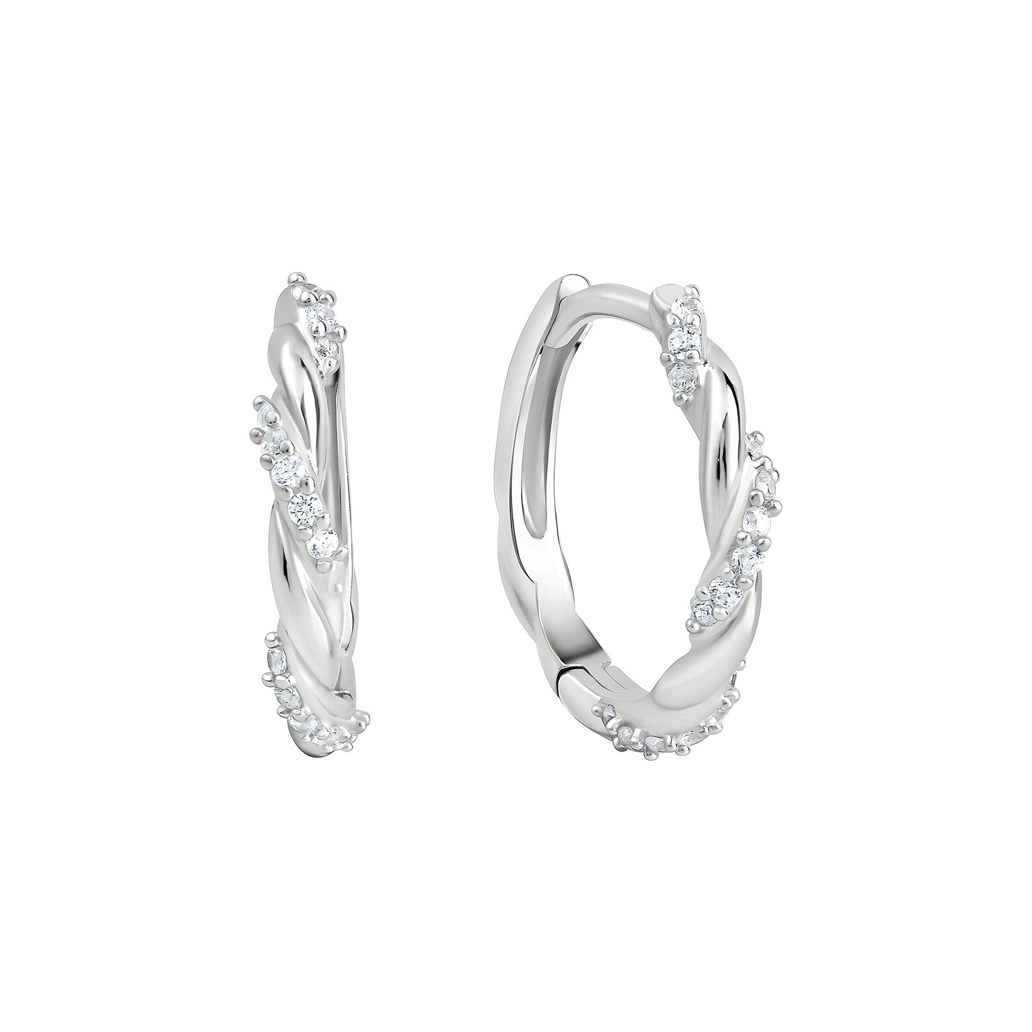 Creolen 925/- Sterling Silber rhodiniert glanz Zirkonia