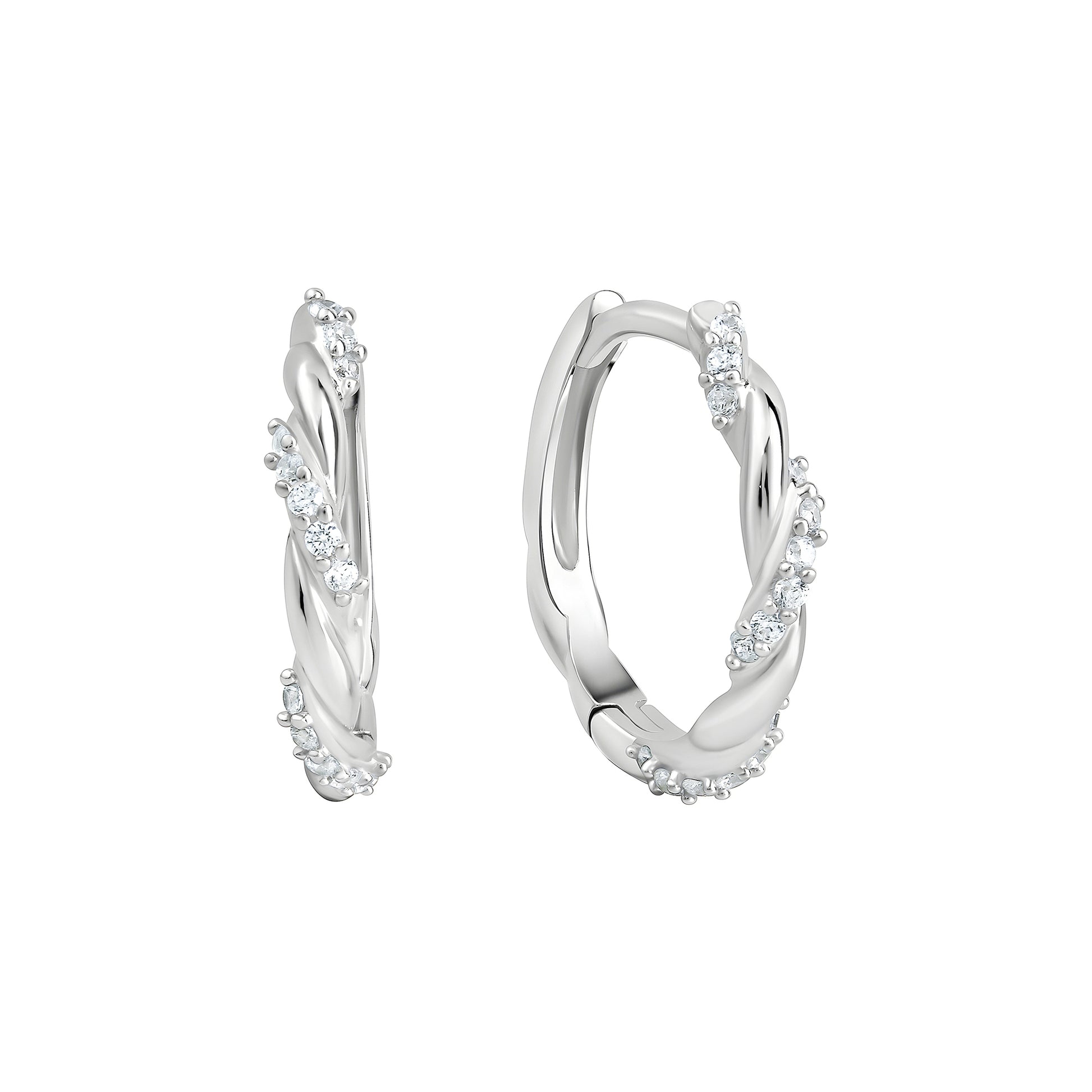 Creolen 925/- Sterling Silber rhodiniert glanz Zirkonia