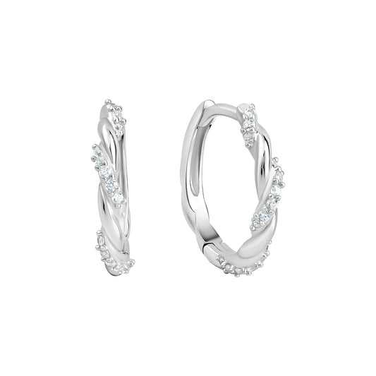 Creolen 925/- Sterling Silber rhodiniert glanz Zirkonia