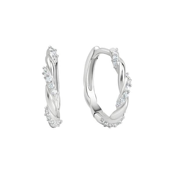 Creolen 925/- Sterling Silber rhodiniert glanz Zirkonia