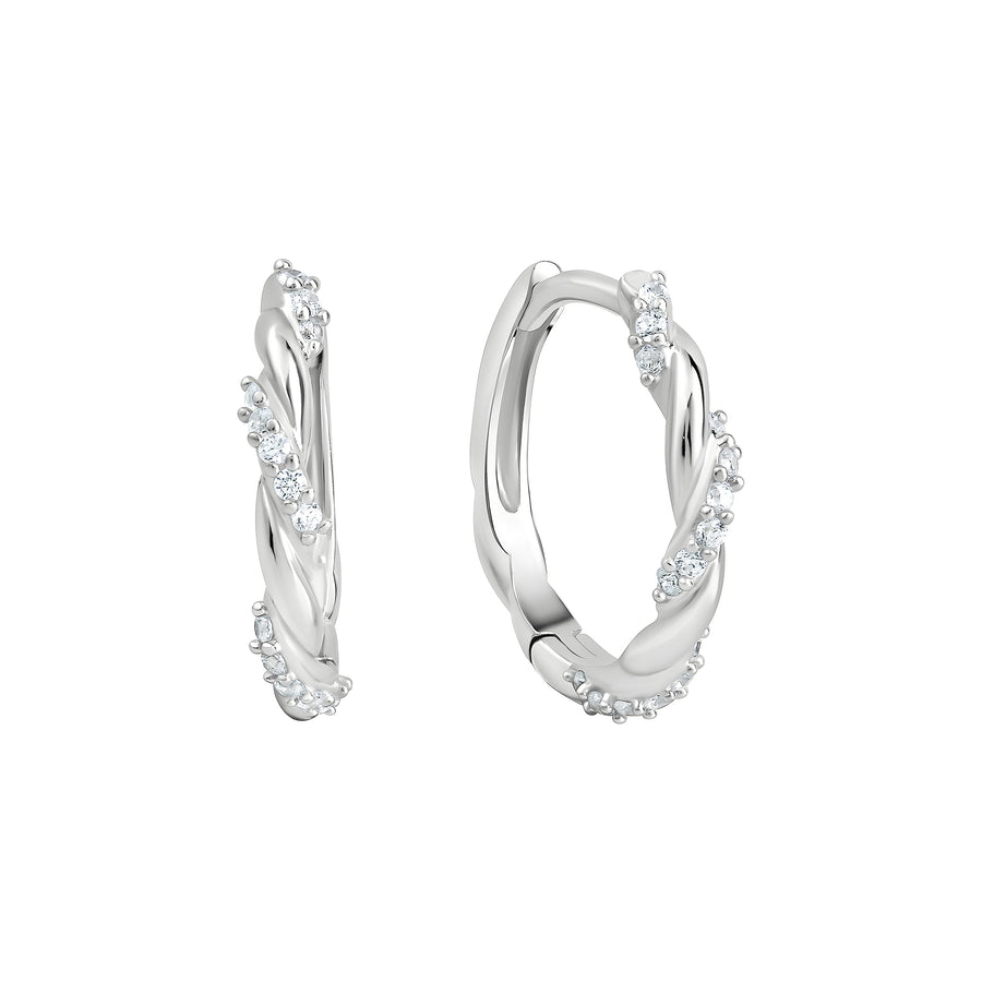 Creolen 925/- Sterling Silber rhodiniert glanz Zirkonia