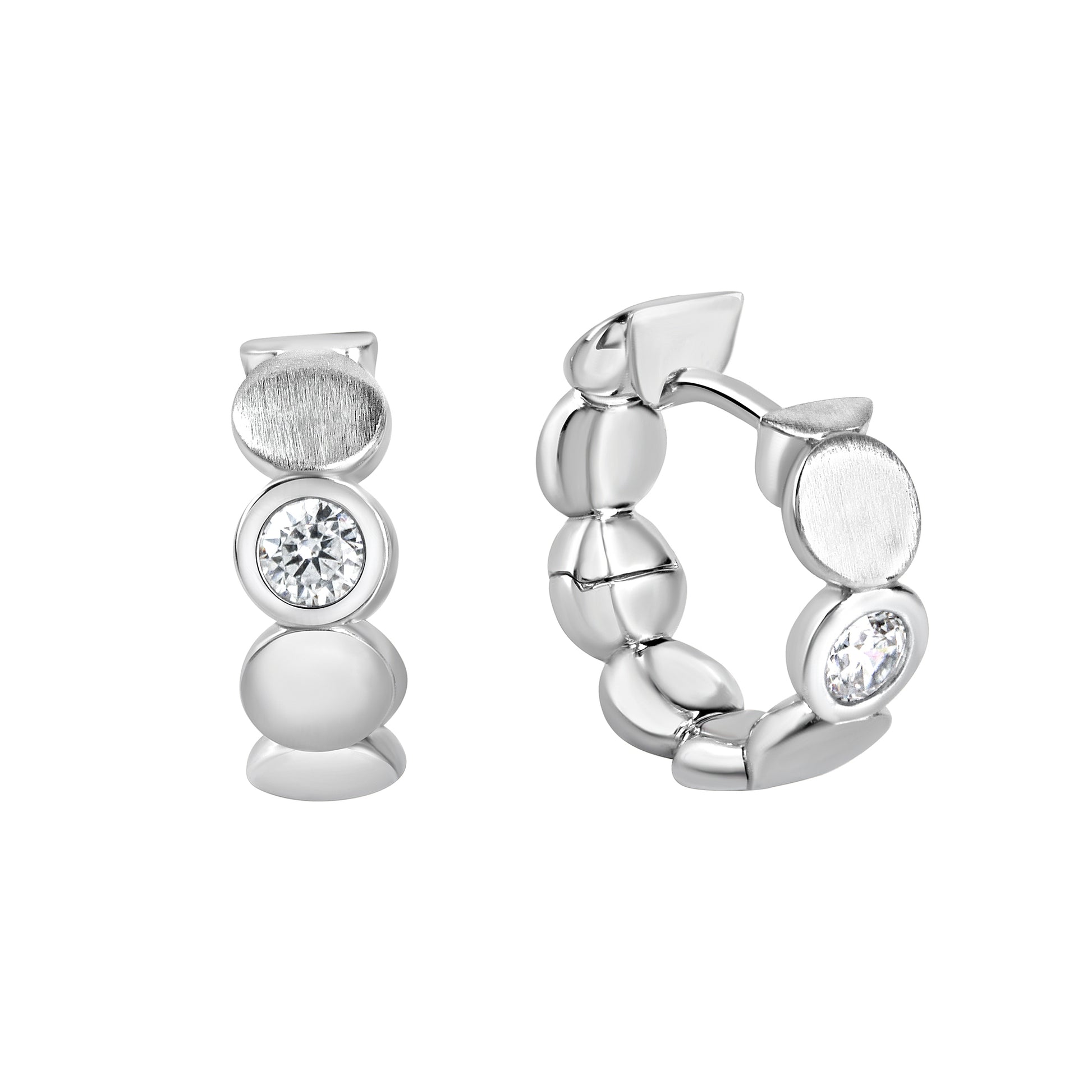 Creolen 925/- Sterling Silber rhodiniert glanz/matt Zirkonia