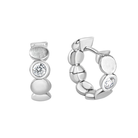 Creolen 925/- Sterling Silber rhodiniert glanz/matt Zirkonia