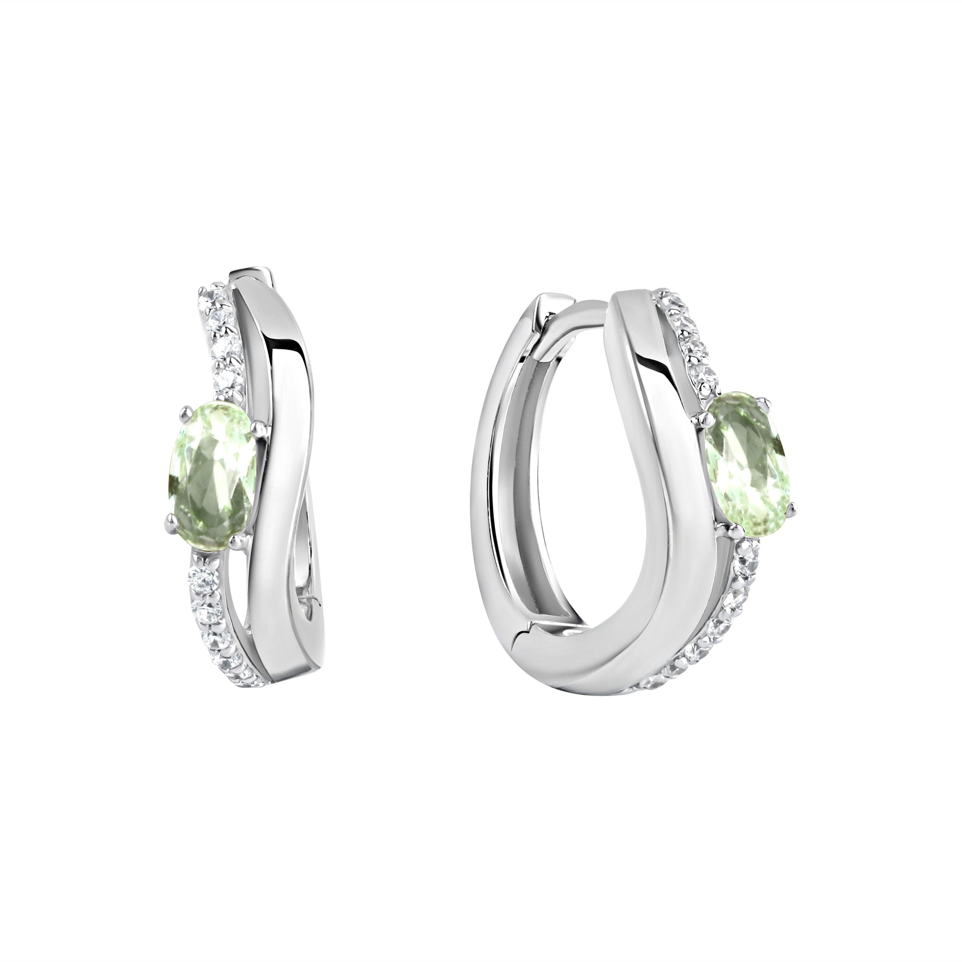 Creolen 925/- Sterling Silber rhodiniert Glas mint